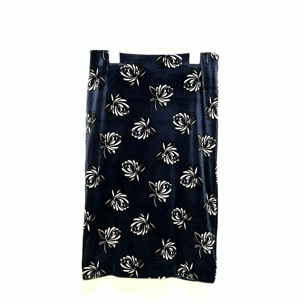 Loft Navy Blue Velvet Floral Skirt